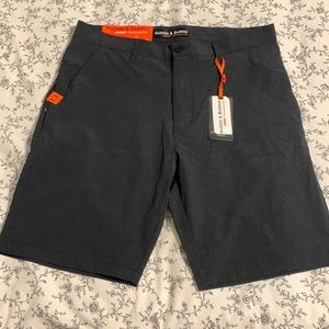 Hudson & Barrow Men's 34 Performance Tech Black Stretch Shorts Phone Pocket NWT
